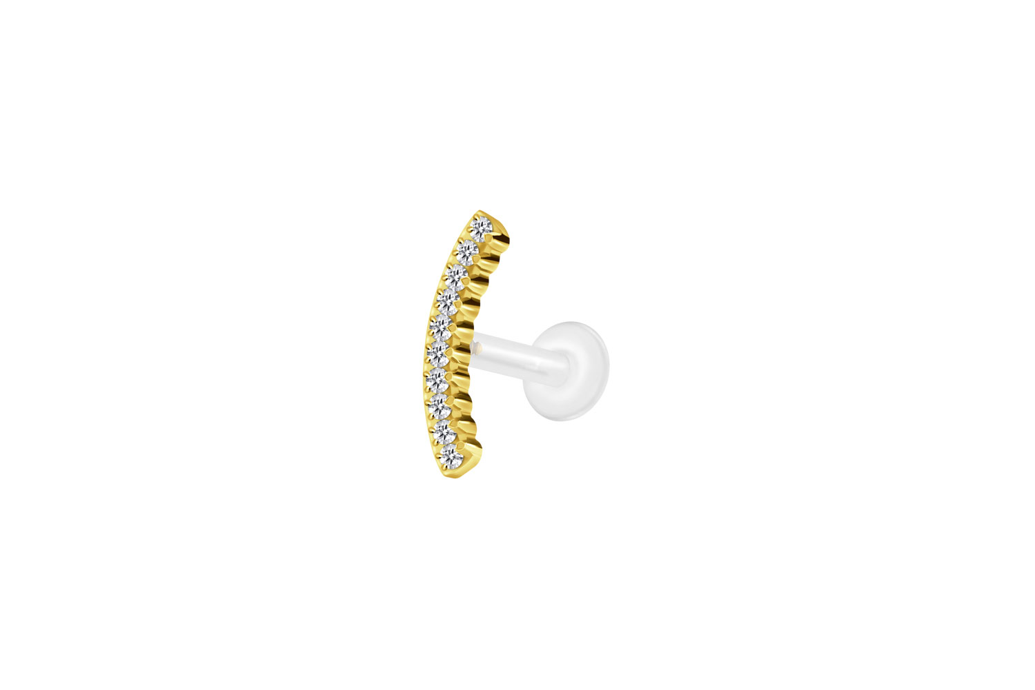 PTFE Labret Piercing mit Innengewinde + Titan-Aufsatz KRISTALLBOGEN